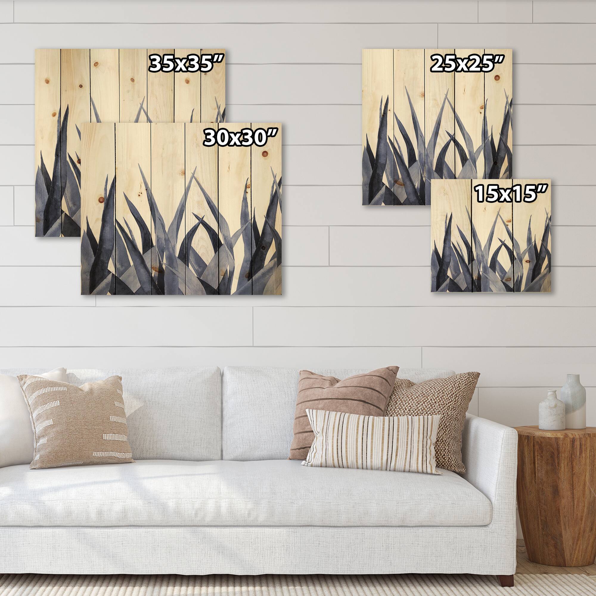 Designart - Navy Blue Agave Leaves